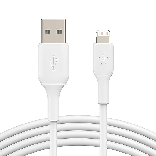 Belkin BoostCharge Lightning Cable - 9.8ft/3M - MFi Certified Apple iPhone Charger USB to Lightning Cable - iPhone Cable - iPhone Charger Cord - Apple Charger - USB Phone Charger - White - color: White, size: 9.8 ft, style: 9.8 ft