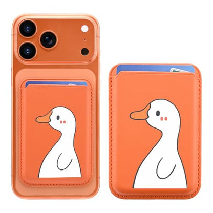for Magsafe Card Holder | Kawaii Duck Leather Magnetic Wallet - color: Duck A