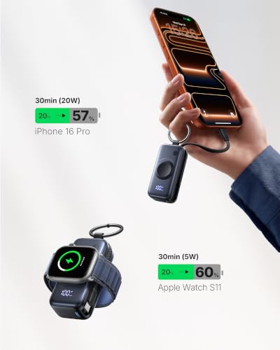 INIU SnapGo Portable Charger, 5000mAh Mini Power Bank for Apple Watch - color: Black