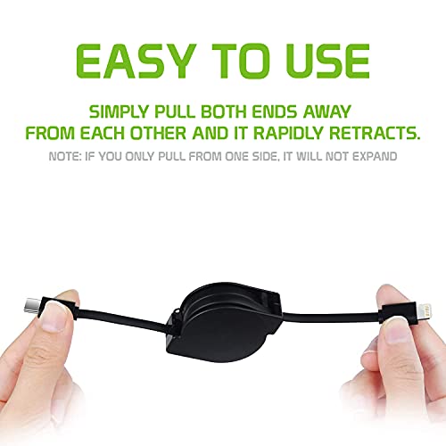 Cellet MFi Certified Retractable Lightning to USB-C Cable – 3ft Fast Charging Cord – Tangle-Free, Portable & Durable – Compatible with iPhone, iPad, and USB-C Chargers - style: USB-C to Lighting
