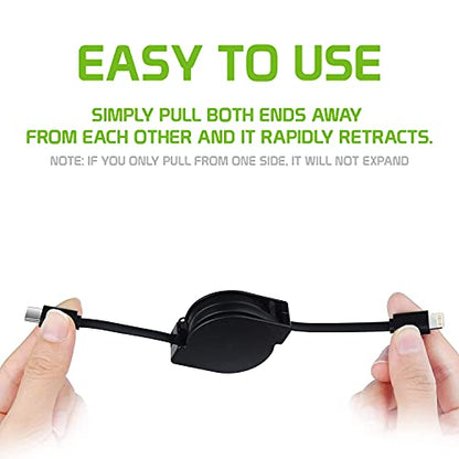 Cellet MFi Certified Retractable Lightning to USB-C Cable – 3ft Fast Charging Cord – Tangle-Free, Portable & Durable – Compatible with iPhone, iPad, and USB-C Chargers - style: USB-C to Lighting