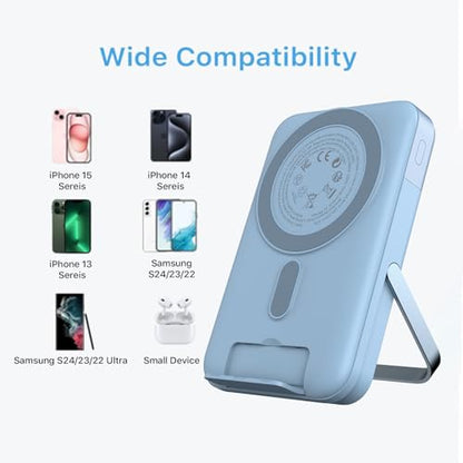 JUOVI for Magsafe Power Bank 10000mAh Portable Charger with Stand - color: Blue