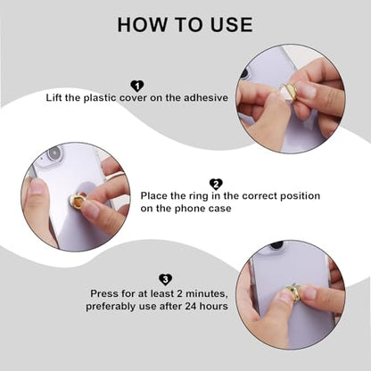Gosknor 8pcs Heart Cell Phone Ring Holder, Cute Phone Charm Hooks Adhesive Smartphone Finger Ring Grip Sticky Metal Loop Stand for Cellphone Case Pad Tablet DIY Accessories (gold) - color: gold