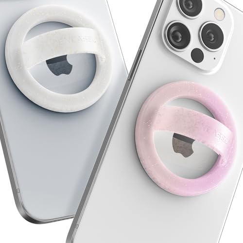 2-Pack Set, Cute Phone Holder Grips Compatible with MagSafe - Magnetic Finger Loops for iPhone, Comfortable SoftTouch Silicone, Secure Fit (Clear Sparkle/Gradient Pink) - color: Gradient Pink