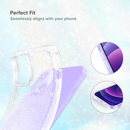 JJGoo Compatible with iPhone 12 Mini Case, Bling Sparkle Soft TPU Anti-Scratch Shockproof Protective Phone Bumper, Women Girls Cute Slim Phone Case, Clear Glitter - color: Clear Glitter