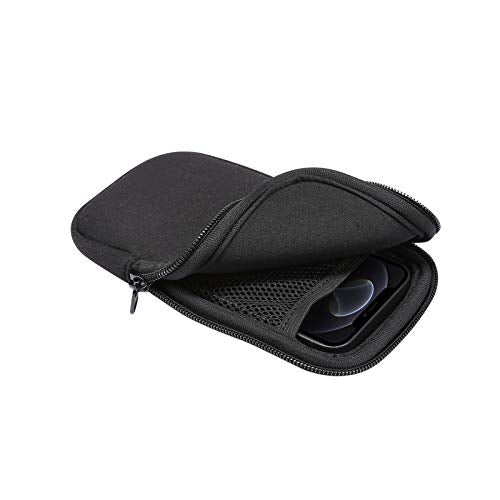 Zip Neoprene Cell Phone Sleeve Case Wallet Pouch for iPhone 17 Pro Max 16 Plus 15 Plus iPhone 14 13 12 Pro Max Moto G 2025 G Power 2026 G Play G Stylus 5G 2024 Google Pixel 10 Pro XL BLU G35 (Black) - color: Black