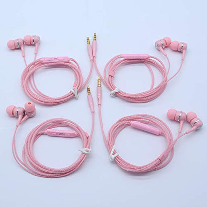 YNR 4 Pairs Wired Earbuds with Microphone & Volume Control, in Ear Earphones, Noise Islating High Definition, for 3.5mm Jack iPhone iPad iPod Samsung Google Devices (A12-Pink) - color: A12-Pink