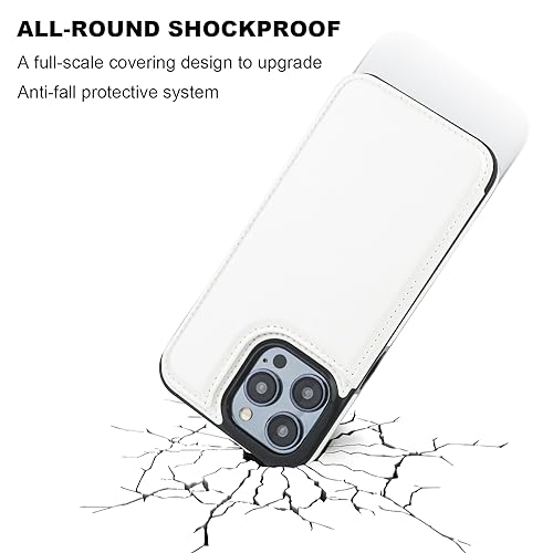 ONETOP for iPhone 15 Pro Max Wallet Case with Credit Card Holder,White | Kickstand,ID/Cash Holder,Case Wallet with Card Slots,Double Magnetic Clasp,Durable PU Leather Shockproof Cover for Women Men - color: White