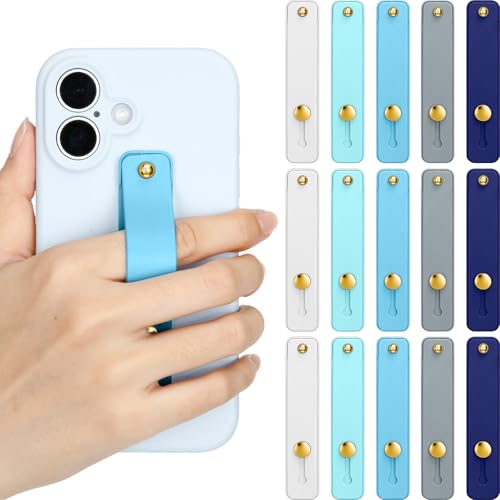 Weewooday 15 Pcs Phone Grip Strap Telescopic Finger Strap Stand,Blue - color: Blue