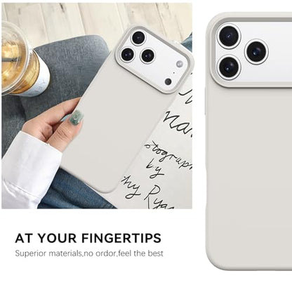 GUAGUA Compatible with iPhone 17 Pro Max Case 6.9 Inch Liquid Silicone Soft Gel Rubber Slim Thin Microfiber Lining Cushion Texture Cover Shockproof Protective Phone Case for iPhone 17 Pro Max, Stone - color: Stone, size: iPhone 17 Pro Max