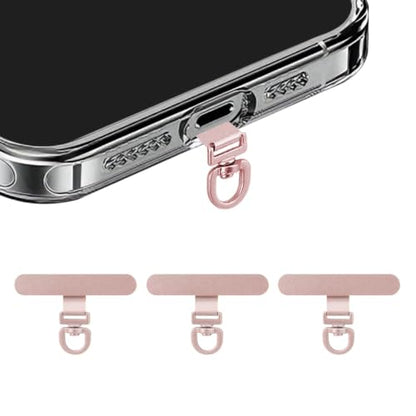 Yojaro 360° Rotating Stainless Steel Phone Tether Tab (3-Pack) - Universal for iPhone & Other Phones (Fits Wristbands/Necklaces/Crossbody Straps) - color: Rose Gold