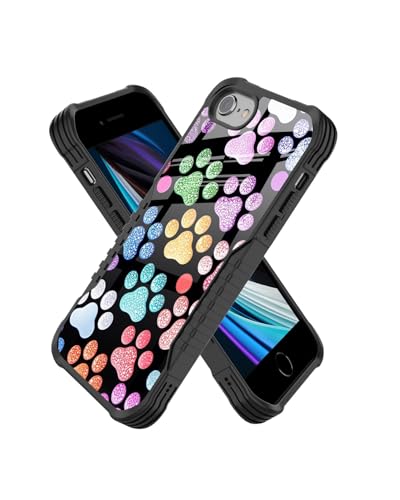 Protective Case Compatible with iPhone se 2022 2023 6/7/8 - Dog Paw | Hard PC Back Soft TPU Frame, Anti-Slip Shockproof, Stylish Printed Phone Cover Suitable for Men and Women - color: Colorful Dog Paw