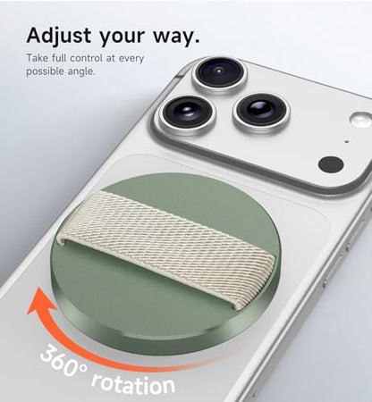 SURITCH for MagSafe Phone Grip, Magnetic Phone Loop, Detachable Magnet Cell Phone Finger Strap for iPhone 17 16 15 14 13 12 Series & MagSafe Cases, Green