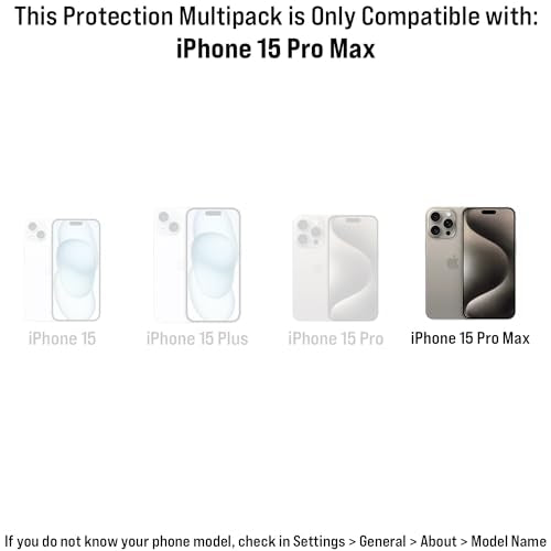 Scooch (5-in-1 Compatible with iPhone 15 Pro Max Screen Protector (3-Pack) with Camera Lens Protector (2-Pack) Premium 9H Tempered Glass, Anti-Scratch, Anti-Fingerprint, Impact Resistant - size: iPhone 15 Pro Max
