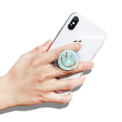 GRIPONG Smiley Face Phone Grip - Fun and Expandable Accessory for Enhanced Smartphone Stability - Smiley Design, Strong Adhesion, Versatile Use (Blue Seashell PG) - color: Blue Seashell PG