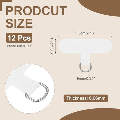 uxcell 12pcs Phone Tether Tab, Universal Phone Lanyard Patch t Shape Cell Phones Strap Replacement Part for Most Smartphone Cases, White - color: White