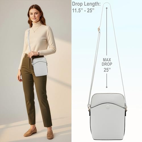 Small Crossbody Bag with Gold Hardware, Mini Shoulder Purse with Adjustable Strap - color: White