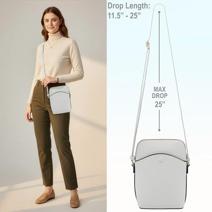 Small Crossbody Bag with Gold Hardware, Mini Shoulder Purse with Adjustable Strap - color: White