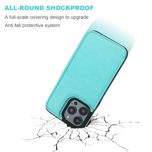 ONETOP for iPhone 15 Pro Max Wallet Case with Credit Card Holder,LightBlue | Kickstand,ID/Cash Holder,Case Wallet with Card Slots,Double Magnetic Clasp,Durable PU Leather Shockproof Cover for Women Men - color: Light Blue