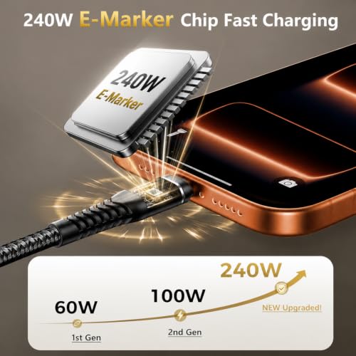 USB C Video Cable 6.6ft, 8K@60Hz 4K@240Hz Monitor Display /20Gbps /240W - color: 6.6FT