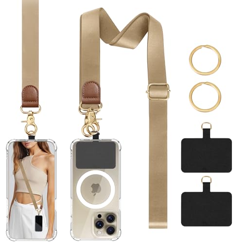 TiMOVO Phone Lanyard Crossbody Wrist Strap, Adjustable Anti-Theft Phone Strap for All Phone Case, lanyard for Women and Men - color: Beige