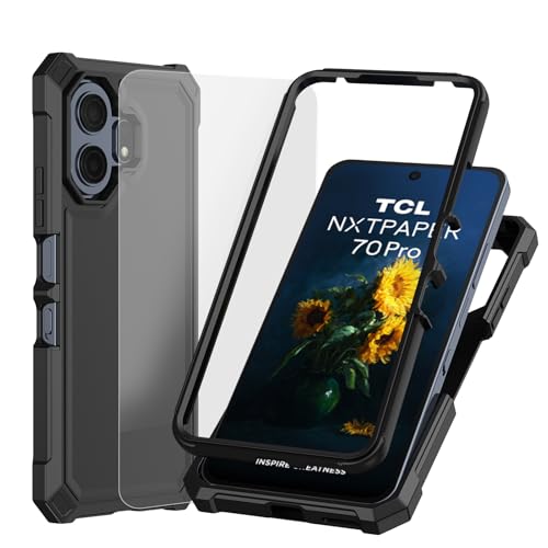 Ailiber for TCL NxtPaper 70 Pro Case, Slim with Screen Protector-Black | Air-Guard Corners, Shockproof TPU Bumper, Slim Hard Back Soft Edge, Scratch-Resistant Military Grade Protective Phone Cover - color: Black