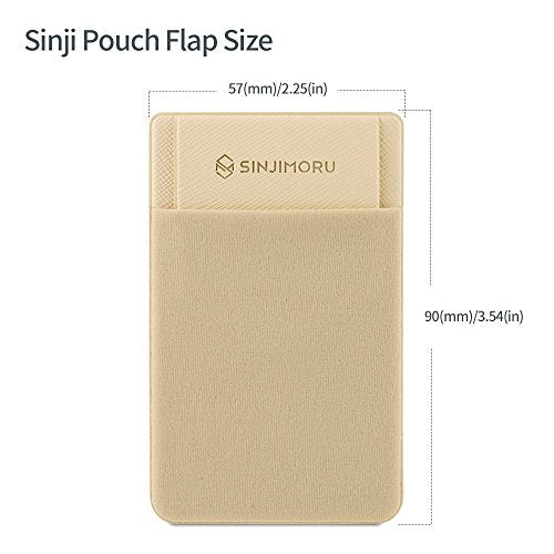 Sinjimoru Card Holder for Back of Phone, Stick on Phone Wallet, Beige - color: Beige