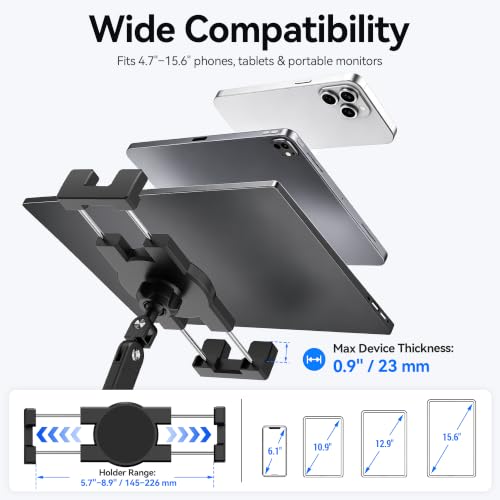 iPad Desk Mount Holder, Sturdy Aluminum Arm with C-Clamp for Desk & Bedside - size: Large