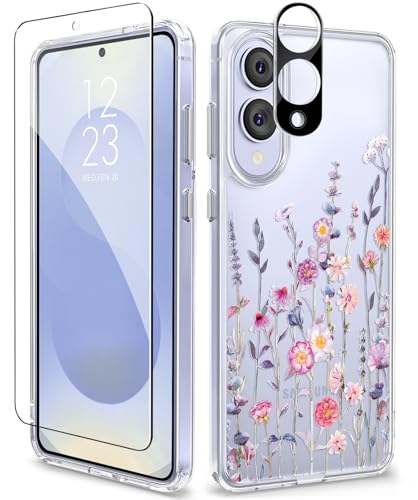 GVIEWIN for Samsung Galaxy S25 Edge Case, Clear Floral Shockproof Protective Women Phone Case, Non-Yellowing, Screen&Camera Lens Protector for Galaxy S25 Edge 6.7",Floratopia/Colorful - color: 1-Floratopia/Colorful, size: For Galaxy S25 Edge 6.7"