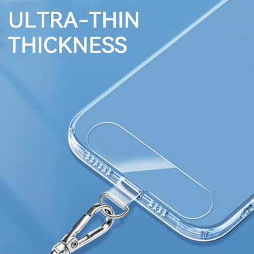 12 PCS Phone Tether Tabs, T-Shaped Universal Phone Lanyard Tabs, Clear Tether Tab for Cell Phones, PVC Transparent Lanyard Patches Compatible with iPhone Case Smartphone Cases, Non Adhesive