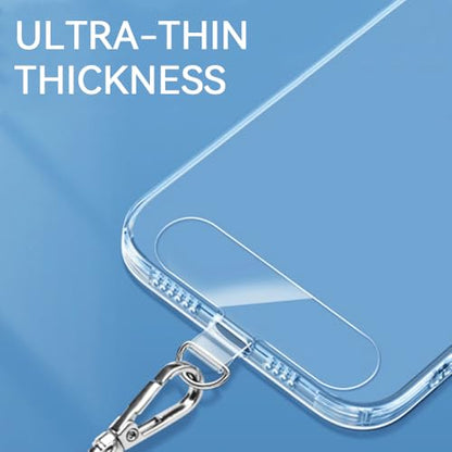 12 PCS Phone Tether Tabs, T-Shaped Universal Phone Lanyard Tabs, Clear Tether Tab for Cell Phones, PVC Transparent Lanyard Patches Compatible with iPhone Case Smartphone Cases, Non Adhesive