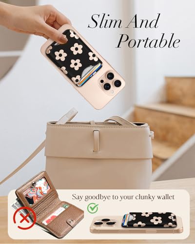 Shorogyt Compatible with Magsafe Wallet for Women, Black Flower - color: Black Flower