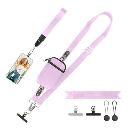 YFWE Clip and Go Strap for Phone With Wallet Crossbody (Detachable RFID Wallet) - Adjustable Phone Lanyard Crossbody with 360° Rotatable Tether Tabs for All Phones (Purple) - color: 4-purple