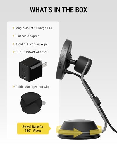 Scosche MagicMount Charge Pro Qi2 Home/Office MagSafe Suction Mount, 15W Fast Wireless Charger Magnetic Cell Phone Holder Compatible with iPhone 16/15/14/13/12 Pro Max Plus and Samsung Galaxy S25 - size: Circle, style: Home / Office Suction