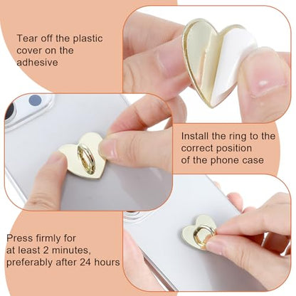 8 Pcs Phone Charm Hook, Cell Phones Charm Finger Rings Adhesive Metal Phones Finger Grip Loop Stand Heart Charms for DIY Phone Case Pad Tablet Supplies - color: Multicolor