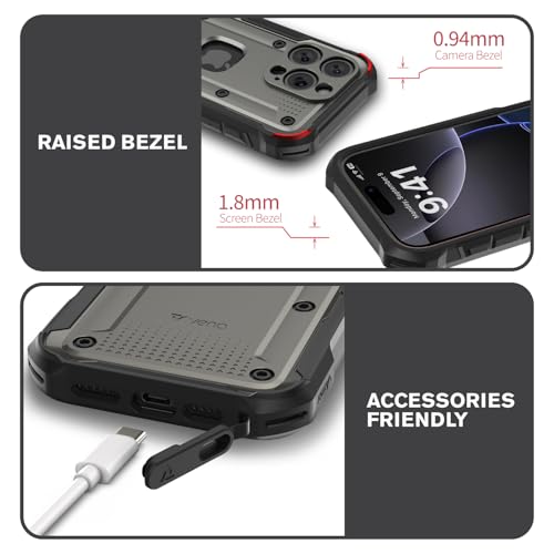 VENA vArmor Rugged Case for Apple iPhone 16 Pro (6.3") – Personalized Engraved Cover with Military-Grade Protection and Belt Clip Holster - color: Personalized