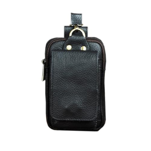 Hebetag Small Leather Phone Belt Bag Vintage Flip Case for Men Loop Holster Waist Fanny Pack Cell Mobile Phone Hip Bum Coin Purse Wallet Pocket Pouch Black - color: #06black