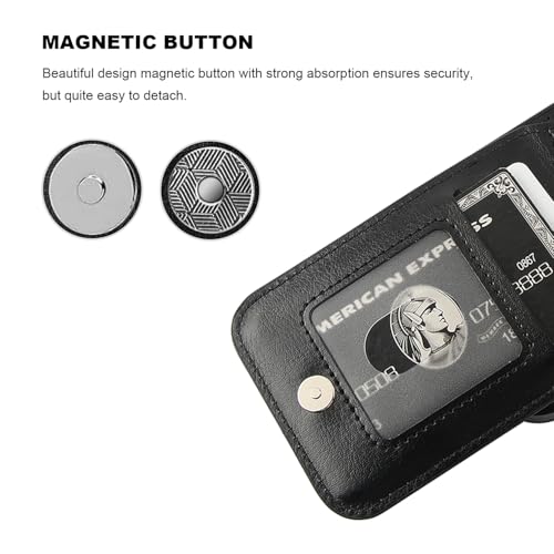 KIHUWEY for iPhone 17 Wallet Case Card Holder for MagSafe, Black | Wireless Charging, RFID, Flip PU Leather, Magnetic Clasp, Hands-Free Viewing Kickstand, Heavy Duty Protective Cover - color: Magsafe for Black