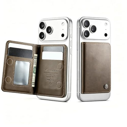 Magnetic Wallet for iPhone, Detachable Magnetic Card Holder Compatible with MagSafe, RFID Blocking Magnetic Phone Wallet with Kickstand for iPhone 17/16/15/14/13/12 Series, Coffee - color: Coffee