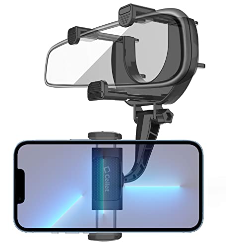 Cellet Vehicle Rear View Mirror Phone Holder Mount Universal Smartphone Cradle Compatible to iPhone 14 Pro Max Mini SE 13 12 11 XR XS Galaxy Z Flip Z Fold S22 S21 S20 S10 Google Map GPS Navigation - style: Style 3