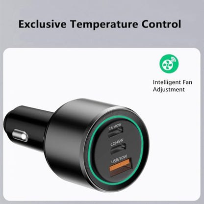 Bywulanda 175W USB C Car Charger, 3-Port Fast Car Charger for iPhone