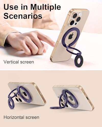 Magnetic Phone Ring Holder Grip, Foldable MagSafe Grip Stand for iPhone 17e - color: Purple