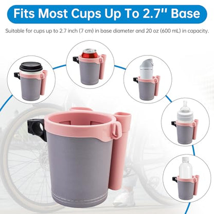 3-in-1 Bike Cup Holder with Cell Phone Case Keys Hook, Gray Pink - color: grey pink