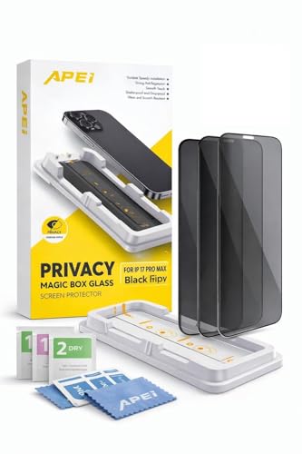 Privacy Magic Box Tempered Glass Screen Protector for iPhone (2-Pack), Easy Installation Alignment Tray, Bubble-Free (iPhone Air)