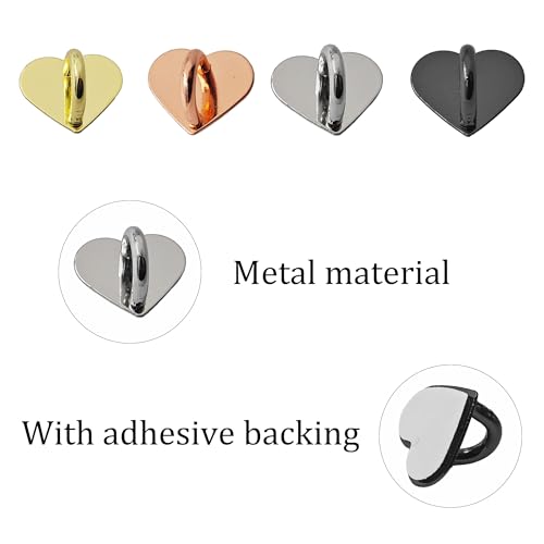 10PCS Rose Gold Heart Cell Phone Ring Holder, Adhesive Metal Finger Grip Stand for Smartphones, Phone Charm Hook Loop Accessories for Cases and Tablets