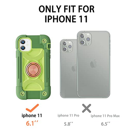 MARKILL Compatible with iPhone 11 Case 6.1 Inch with 360°Rotate Ring Stand, Military Grade Drop Protection Full Body Rugged Heavy Duty Case 3 in 1 Protective Cover Avocado - color: Avocado, size: iPhone 11 6.1"