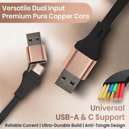 120W Fast Multi Charging Cable, 6 in 1 Retractable Charger (Ebony Golden) - color: Ebony Golden