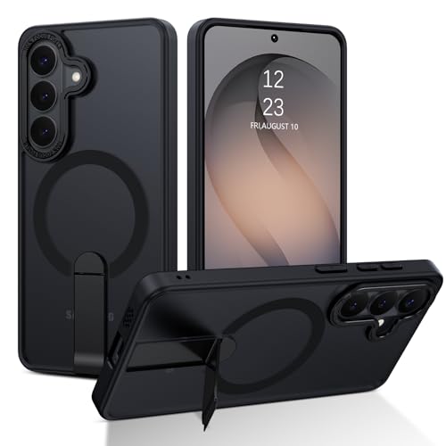GUAGUA Magnetic for Samsung Galaxy S26 Case, [Built-in Invisible Kickstand][Compatible with MagSafe][Military Grade Shockproof] Slim Translucent Matte Phone Case for Galaxy S26, Black - color: Black, size: for Samsung Galaxy S26