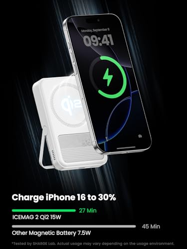sharge for MagSafe Power Bank Qi2 15W 10000mAh Magnetic Portable Charger