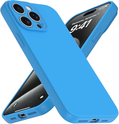 Compatible with iPhone 13 Pro Case, Shockproof Liquid Silicone Protective Phone Case with Soft Anti-Scratch Microfiber Lining Ultra Slim Drop Protection Phone Cover (Azure) - color: Azure, size: iPhone 13 Pro